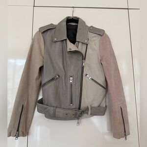 All Saints Suede and Leather Colorblock Womens Jacket